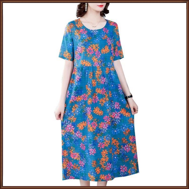 Đầm Dài Eo Cao In Hoa Thời Trang Mùa Hè Dành Cho Nữ