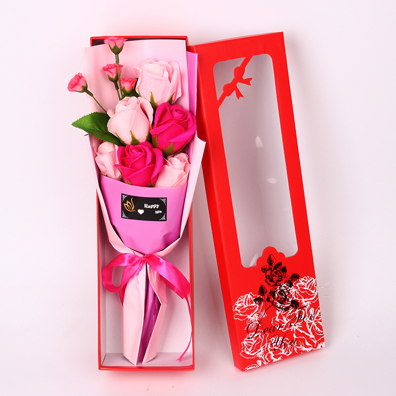 Ba tám ngày Valentine thú nhận xà bông hoa vĩnh cửu mô phỏng hoa hồng giả bó hoa gửi vợ bạn gái quà sinh nhật gấu