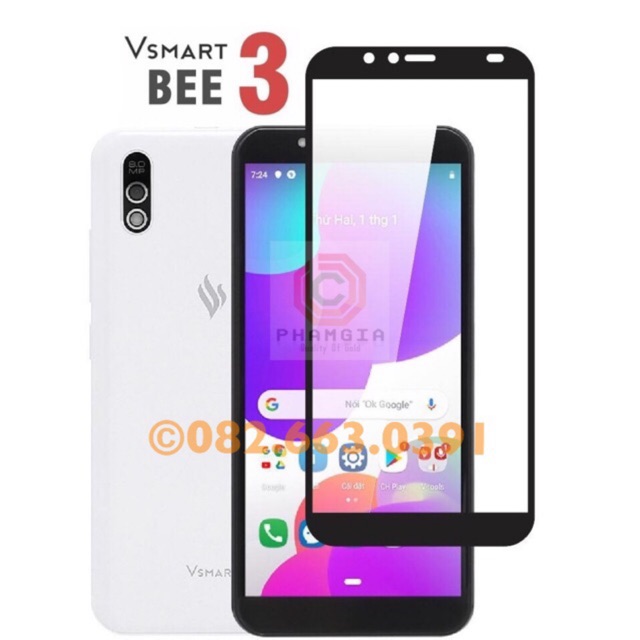 Kính cường lực full/ dán cường lực màn hình Vsmart Bee 3 nano dẻo trong suốt, nhám chống vân tay, bảo vệ mắt