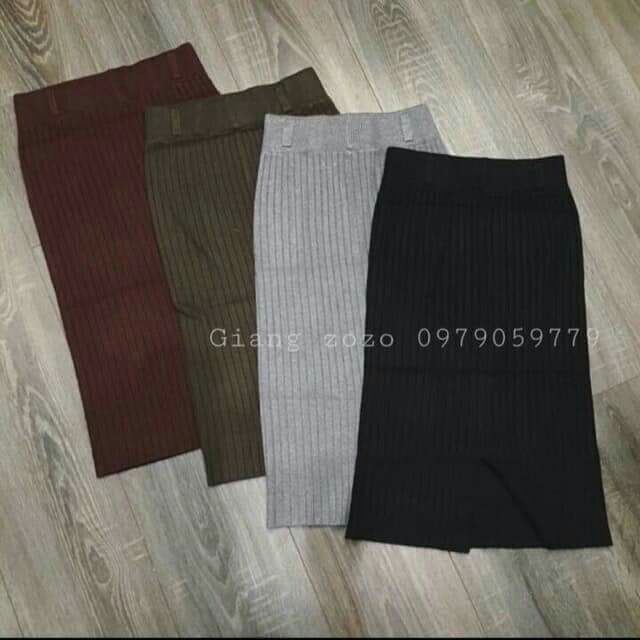 Chân váy len đũa dáng dài xẻ sau kèm đai | BigBuy360 - bigbuy360.vn