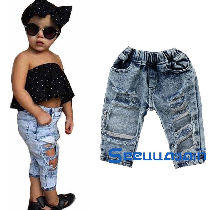 Quần Jeans Rách Cho Bé Gái