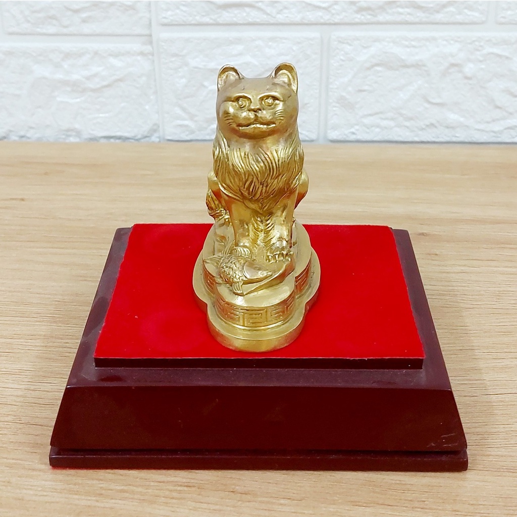 Tượng Mèo Phong Thủy Bằng Đồng Nguyên Chất
