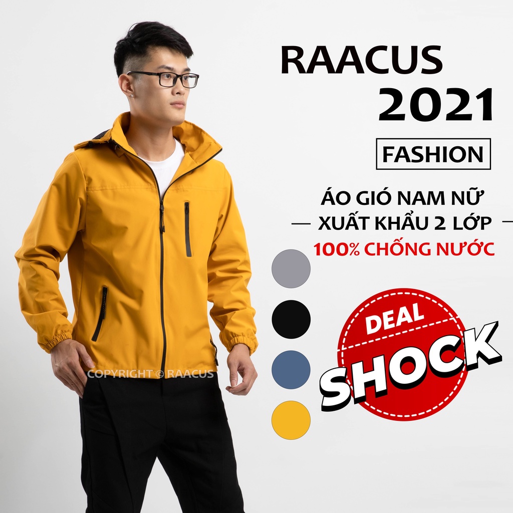 Áo khoác gió nam nữ 2 lớp chống nước RAACUSSTORE, áo khoác dù nam nữ unisex form rông ulzzang -D1AK737