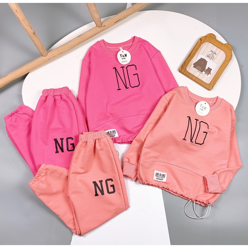 Bộ nỉ bé gái cao cấp NG size Đại 25-35kg XHN778