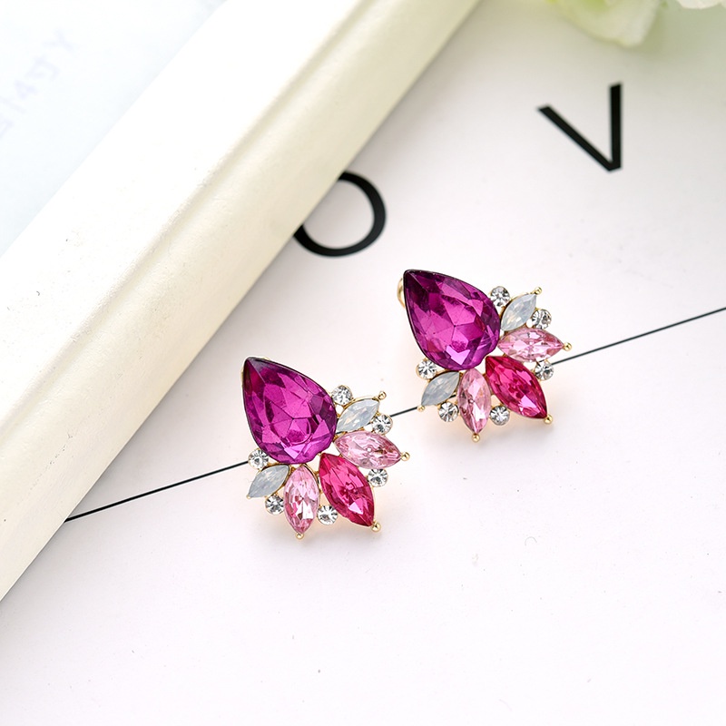 Khuyên tai PINKDUDU PD613 hình giọt nước bằng hợp kim đính đá nhiều thời trang cho nữ