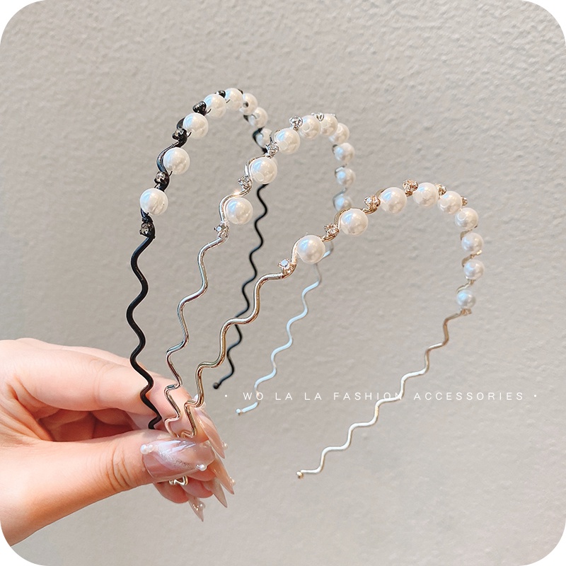 Korean Pearl Headband Simple and Sweet Lady's Wave Hairband