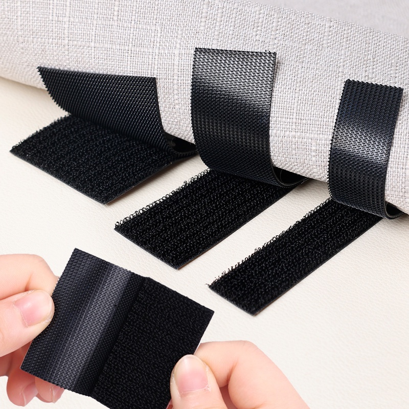 Băng Dính Hai Mặt Cố Định Chân Sofa/Ghế Sofa/Giường Bằng Vải Nylon Màu Đen Chống Trượt Đa Năng