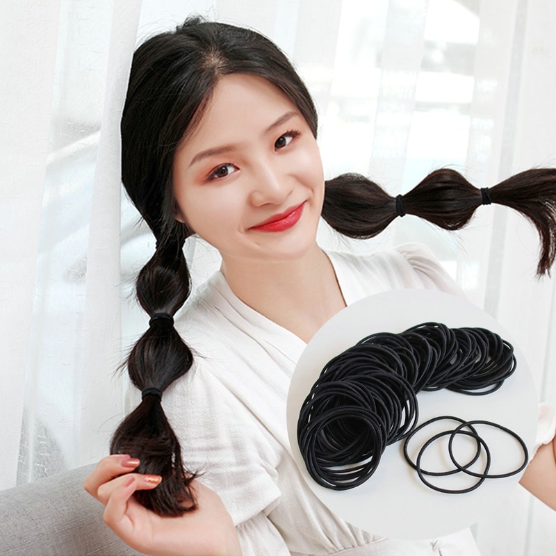Set 100 Dây Buộc Tóc Co Giãn Nhiều Màu Sắc Thời Trang Cho Nữ