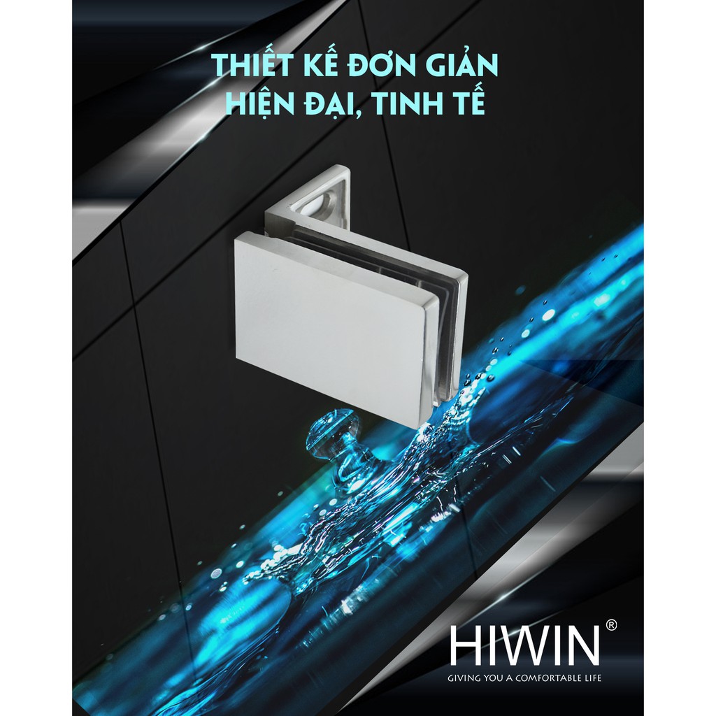 Kẹp 90 kính - tường cabin tắm inox 304 mặt gương Hiwin AR-601