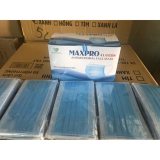 KHẨU TRANG Y TẾ 4 LỚP MAXPRO 1 HỘP 50 CÁI MÀU XANH