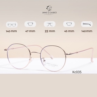 Gọng kính cận Jimmy & Charice dáng tròn mắt kính chống UV400 có cắt cận loạn viễn theo yêu cầu