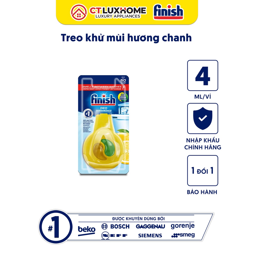 Khử mùi máy rửa bát - Tinh dầu treo hương chanh Finish - Hàng chính hãng