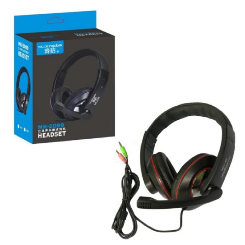 Tai nghe chụp tai cho máy tính Microkingdom MK 2099 có mic - Hỗ trợ học trực tuyến, chat video call