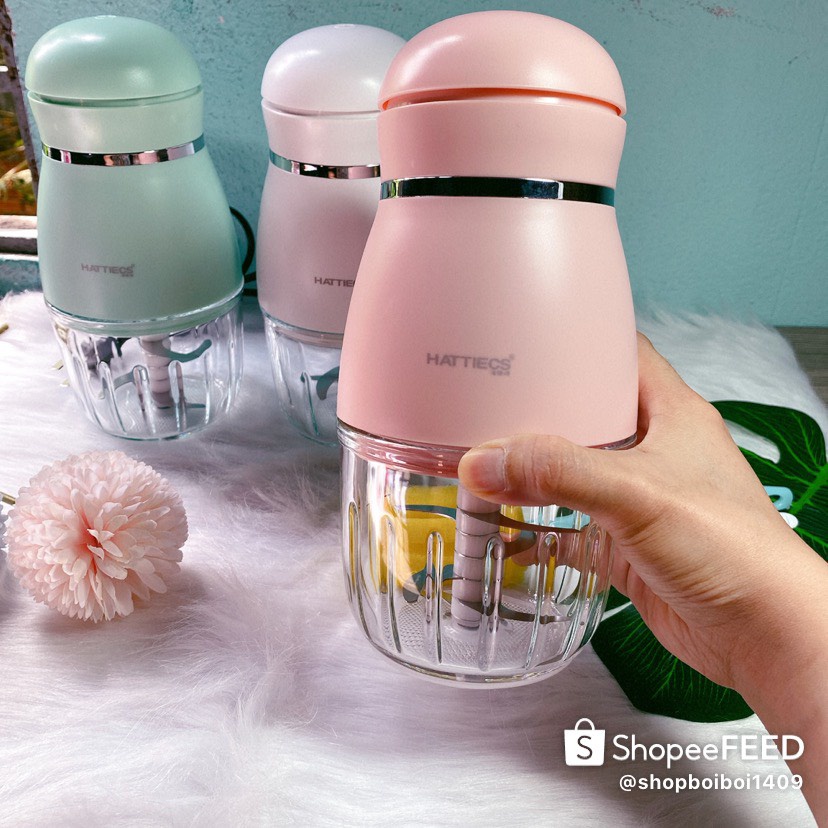 Máy xay ăn dặm cho bé Hattiecs 6-8 lưỡi dao dung tích 0,3L máy xay hattiecs xay đồ ăn dặm cho bé, đồ dùng ăn dặm cho bé