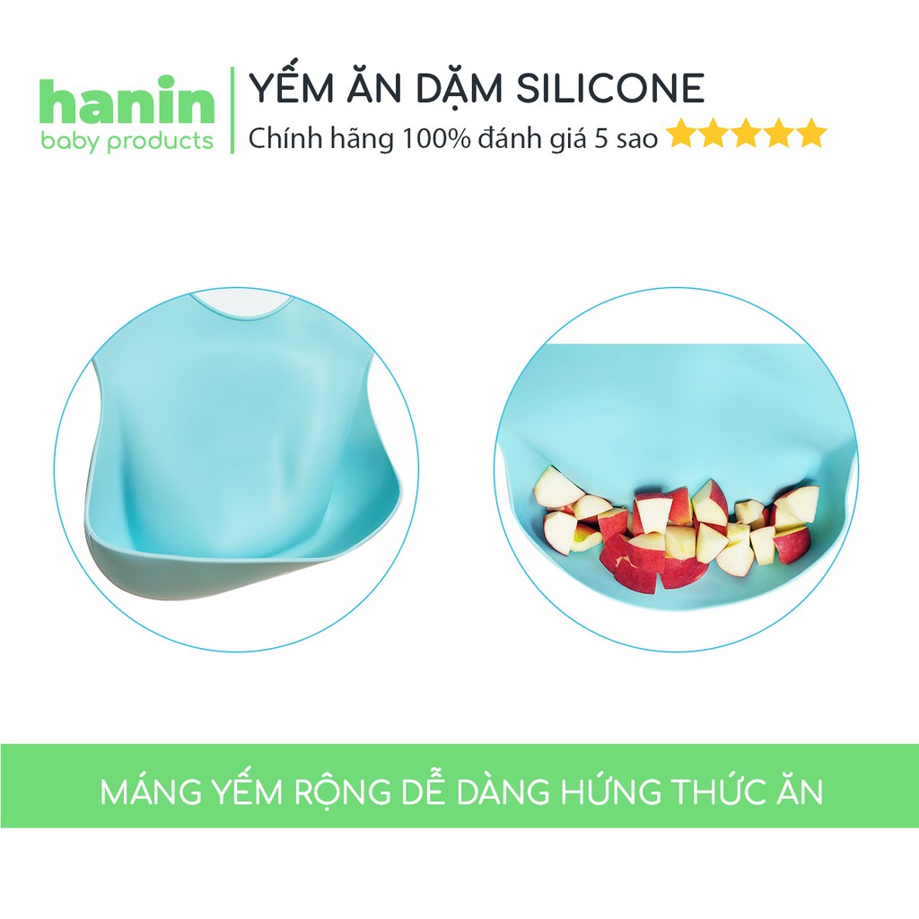 Yếm Máng Ăn Dặm Silicon Hanin Baby chính hãng - Siêu mềm, dày dặn , an toàn cho bé