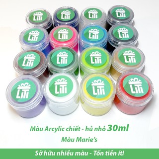 Màu Arcylic Marie's vẽ mọi chất liệu - Hủ chiết 30ml (nhỏ, tiện lợi vẽ và viết thư pháp)