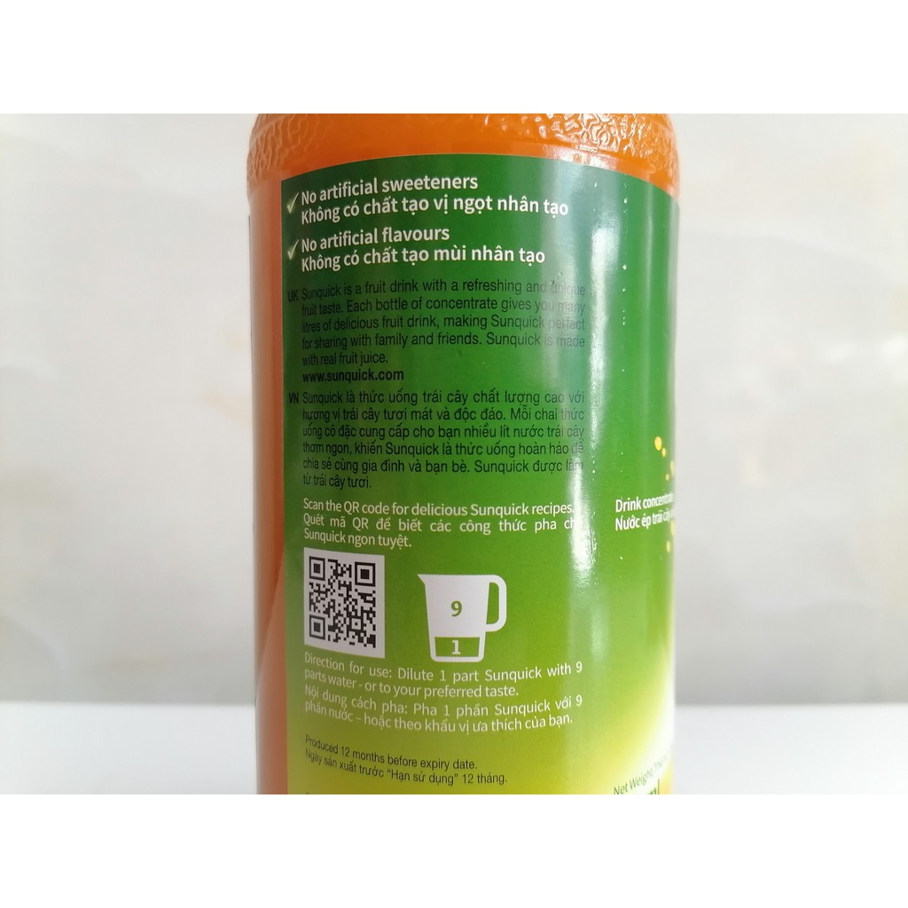 [Chai 840ml – TROPICAL] NƯỚC ÉP TRÁI CÂY NHIỆT ĐỚI CÔ ĐẶC [Malaysia] SUNQUICK Fruity and Refeshing (halal)