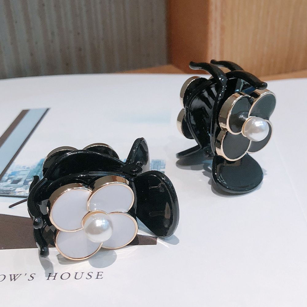 Kẹp tóc hình hoa trà bằng nhựa resin màu trơn phong cách cổ điển thời trang cho nữ