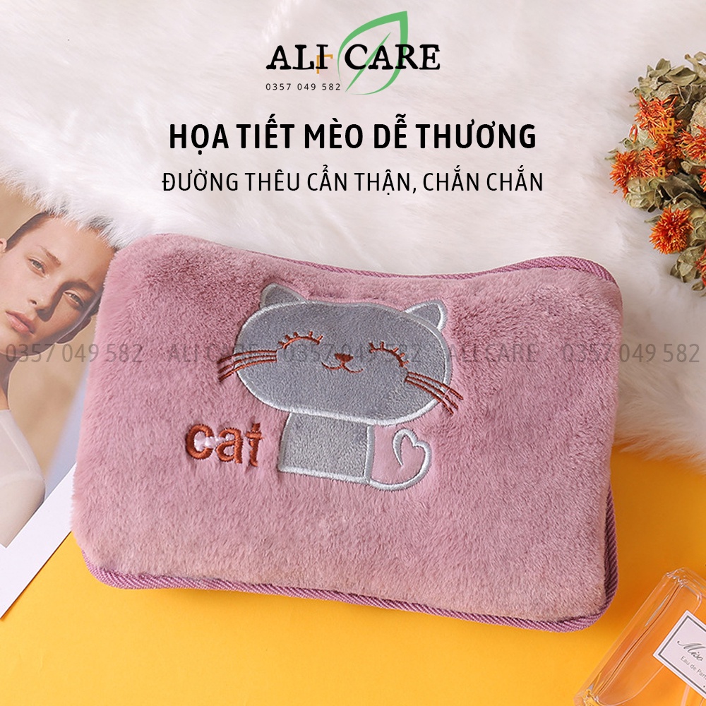 Túi chườm bụng kinh sạc điện tự ngắt cao cấp, chườm nóng giảm đau bụng kinh, chườm cổ vai gáy, sưởi ấm tay chân ALI CARE