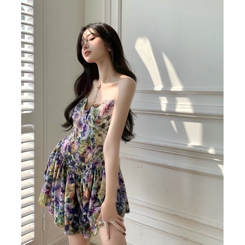 Đầm hoa xếp ly gợi cảm tôn dáng 💓