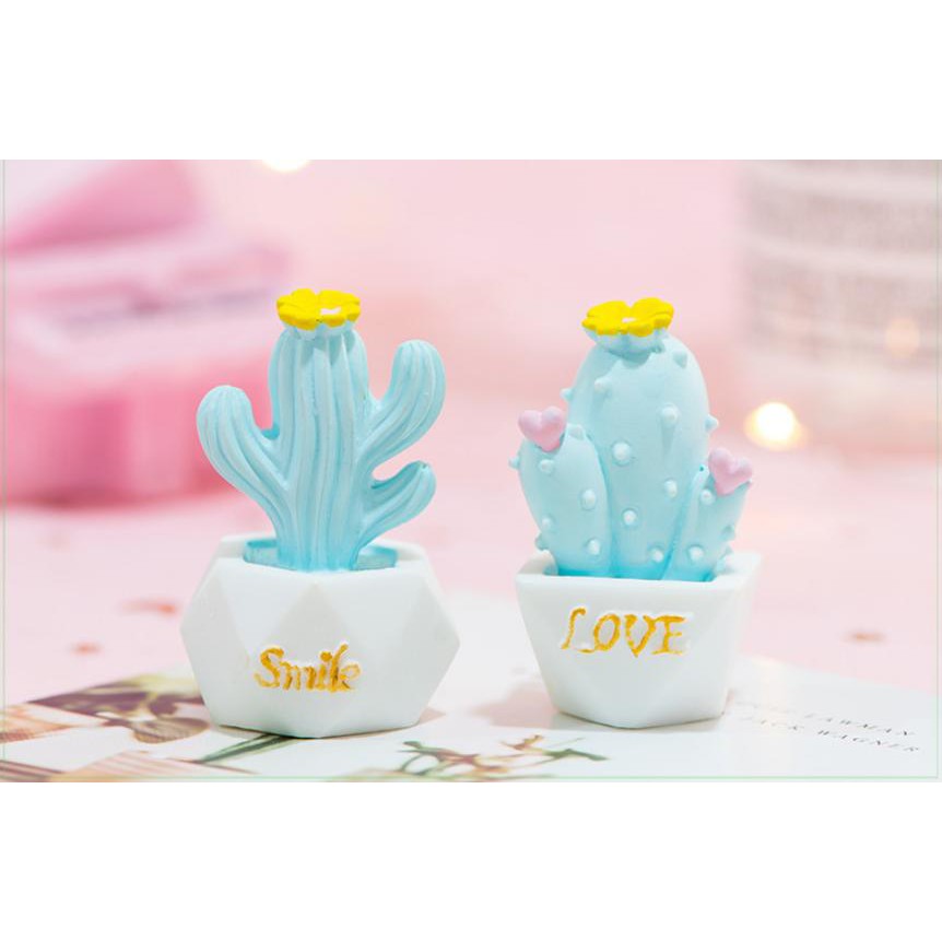 Mô Hình chậu xương rồng pastel color trang trí tiểu cảnh terrarium / decord mô hình