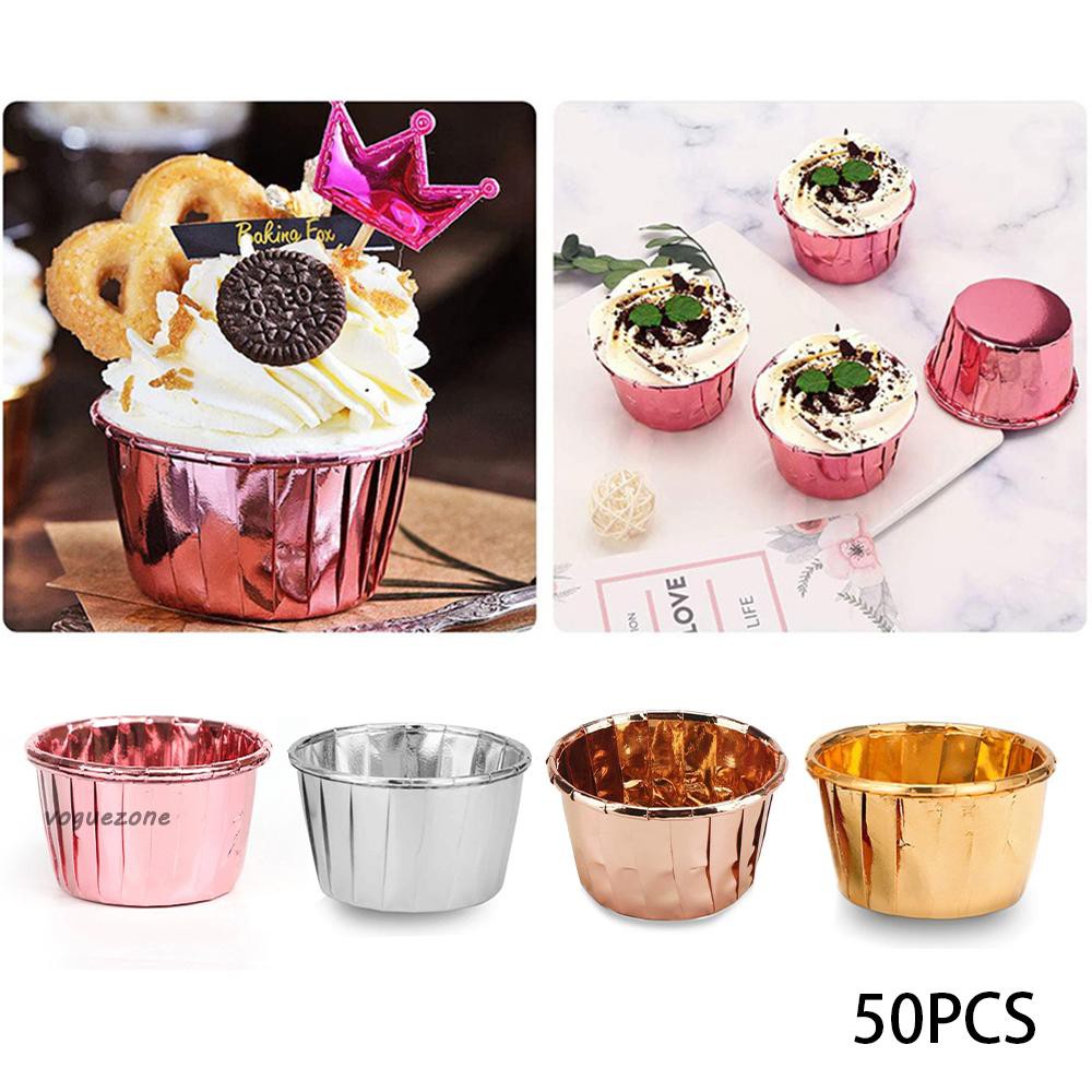 Set 50 Khuôn Nhôm Làm Bánh Cupcake Tiện Lợi