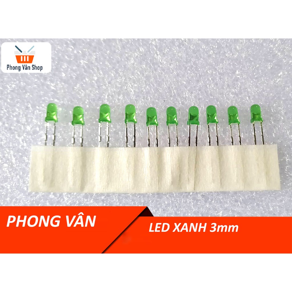 10 Led màu xanh 3mm- linh kiện điện tử