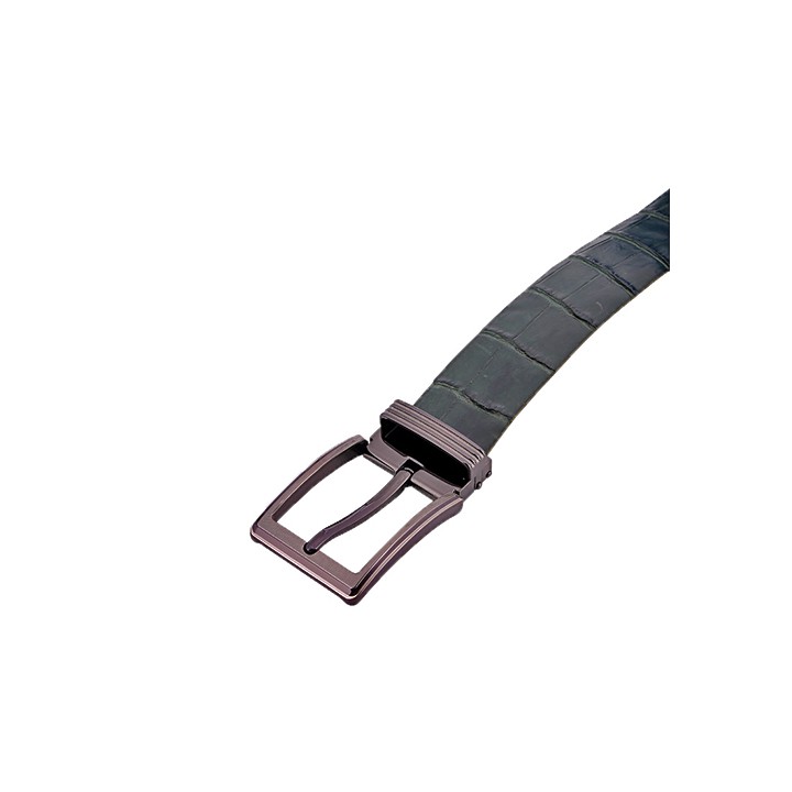 Dây nịt nam da cá sấu Huy Hoàng nguyên con bụng 4P đầu kim màu xanh rêu HP4782