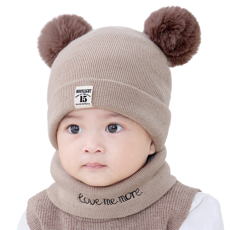 Warm fashion baby knitted shawl hat in autumn and winter
