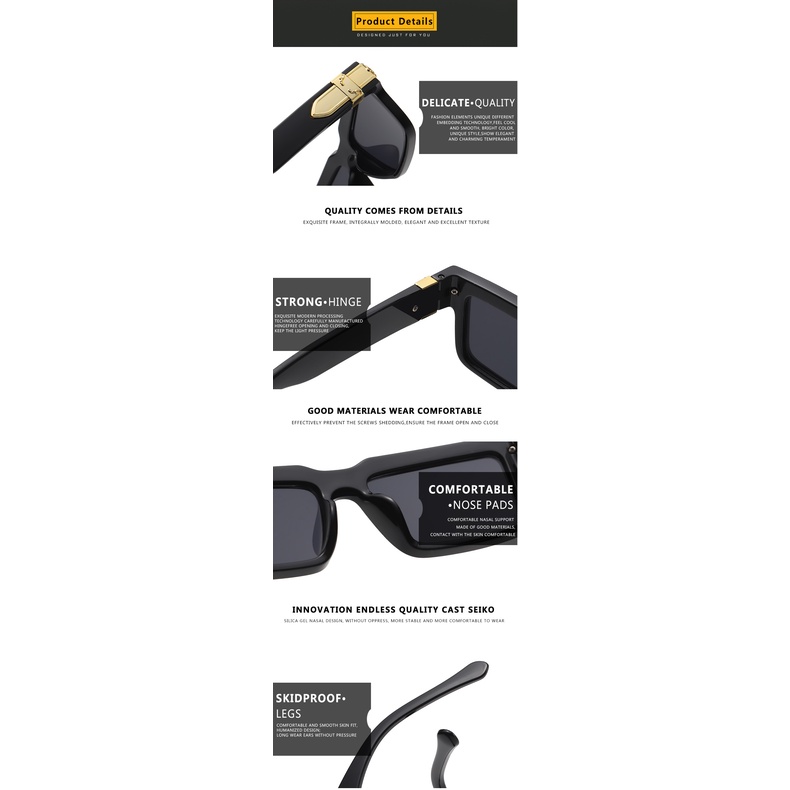 Kính Mát Gọng Vuông Kim Loại Thời Trang Cho Nam Nữ