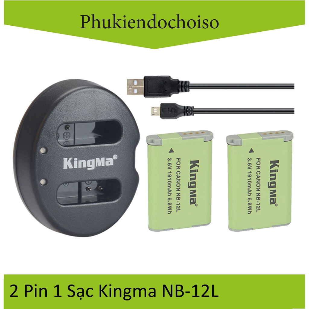 Bộ 1 pin 1 sạc Kingma cho Canon NB-12L + Hộp đựng Pin, Thẻ nhớ