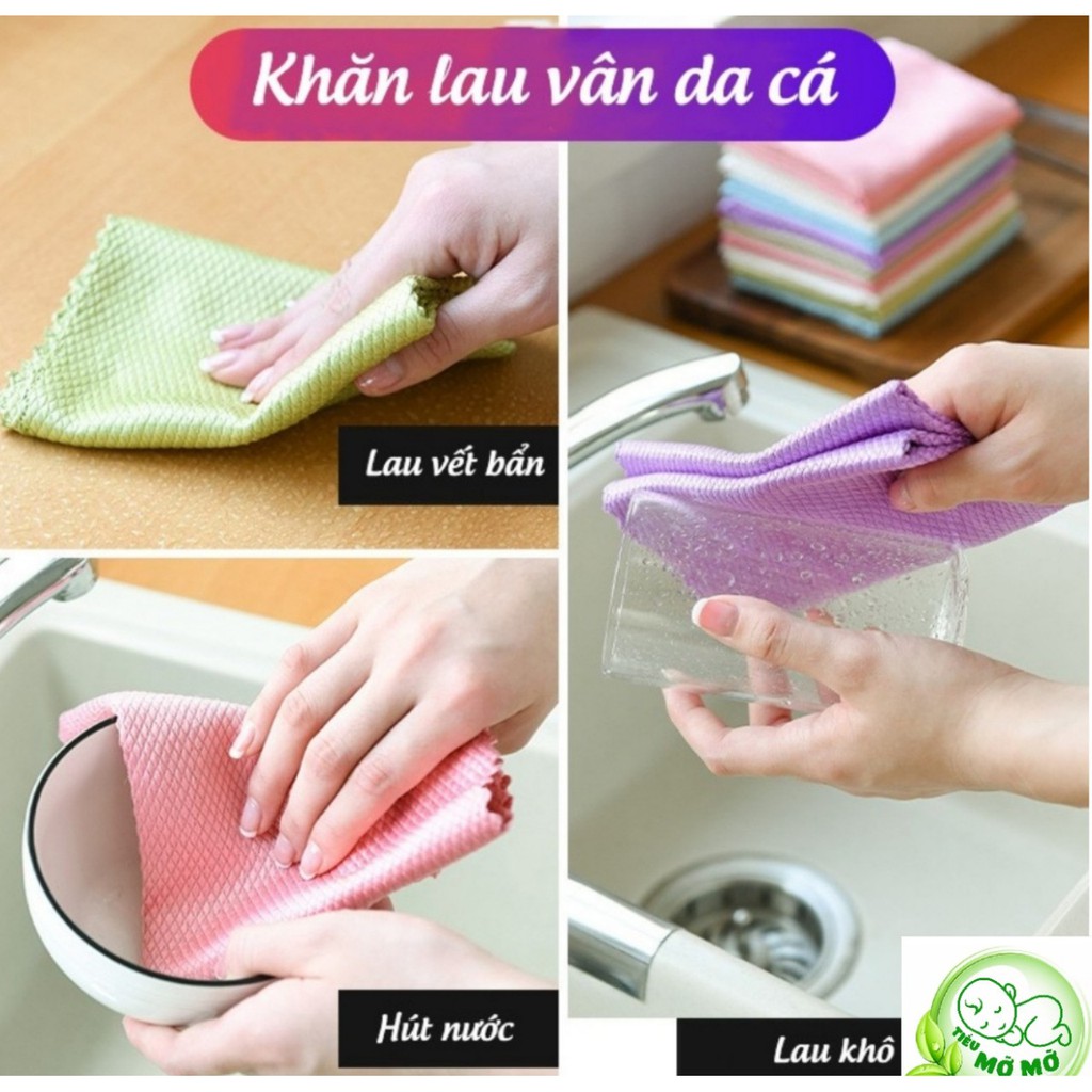 Combo 5 Khăn Vải Đa Năng  Vân Vảy Cá Siêu Mịn, Siêu Thấm Hút6