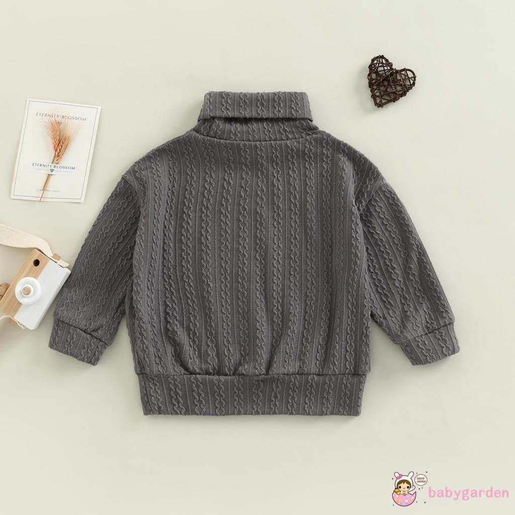 Áo Dệt Kim Tay Dài Cổ Lọ Màu Sắc Đơn Giản Cho Bé Trai 1-6 Tuổi