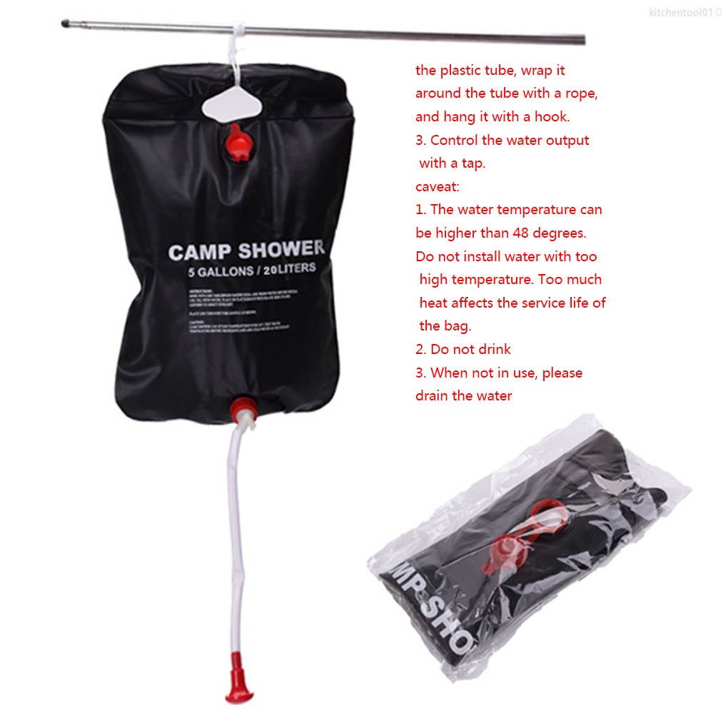 Túi đựng nước dung tích 20l sử dụng năng lượng mặt trời tiện dụng mang đi cắm trại