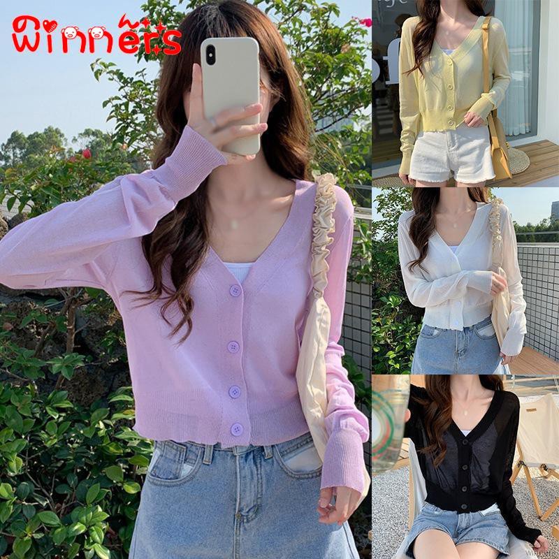 Áo cardigan dệt kim tay dài thiết kế cổ chữ V thanh lịch thời trang