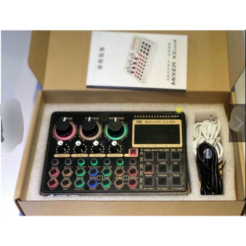 Soundcard Mixer X6-Mini Bluetooth- chuyên thu âm, hát karaoke, livetream Fb, Shopee, bán hàng online