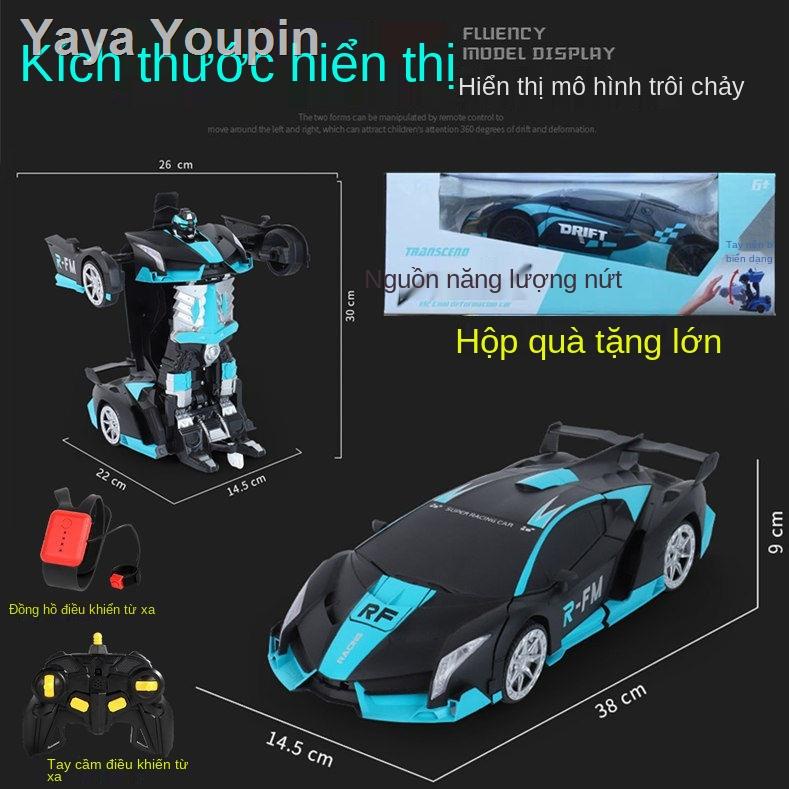 ☫☂[Khối xây dựng miễn phí] Xe biến thế điều khiển từ xa cảm ứng Robot điều khiển từ xa King Kong ô tô cậu bé đua xe đồ c