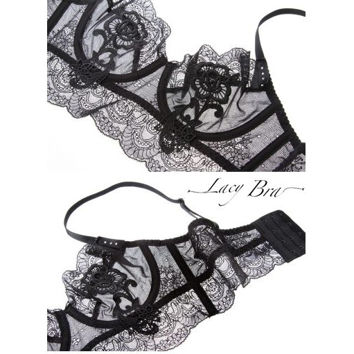 Bộ Đồ Lót Ren Hoa Không Đệm Có Gọng Nâng Ngực Phối Quần Lót Ren Cạp Cao Lacy Bra - B11 | BigBuy360 - bigbuy360.vn