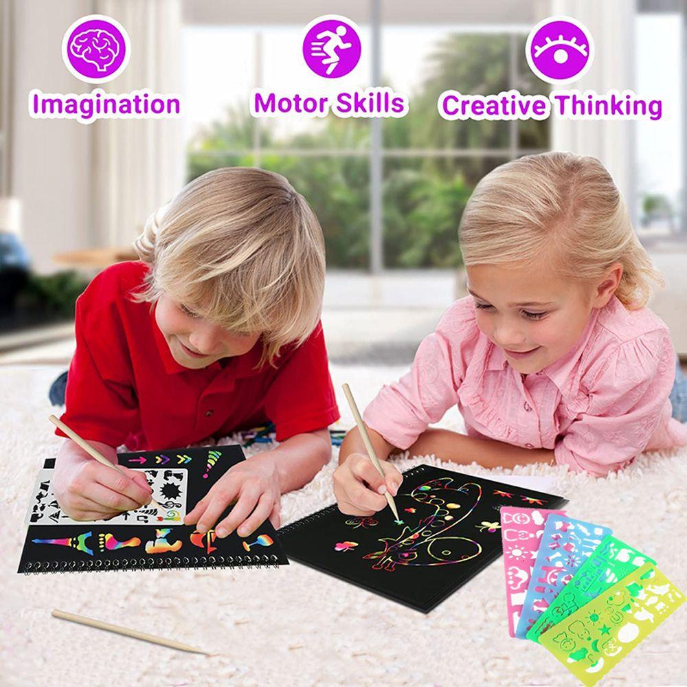 Mmluck Bộ Thước Vẽ Tranh Nghệ Thuật Thủ Công Sáng Tạo Với Bánh Răng Khóa Cào Cho Trẻ Em