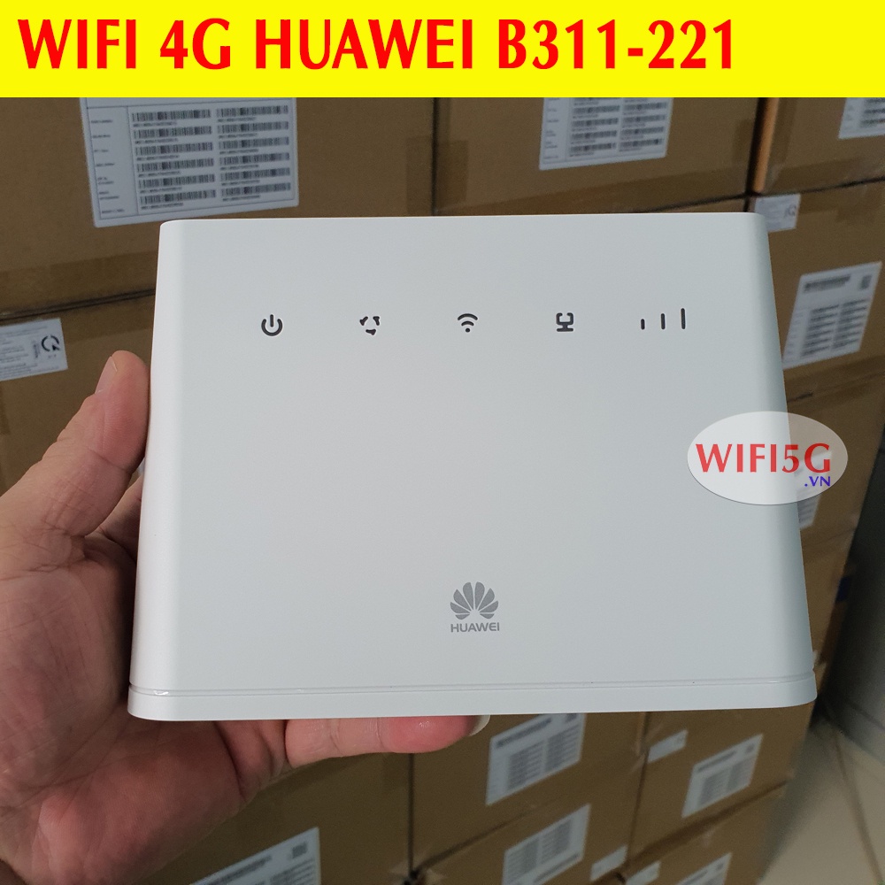 Wifi 4G Huawei B311 (B311-221) 150Mbps, Xài Điện Trực Tiếp, Có 1 Rắc Cắn Anten và 1 Cổng LAN - Hàng 