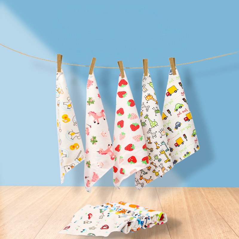 Khăn yếm tam giác cho bé chất cotton 2 lớp mềm mịn có cúc bấm