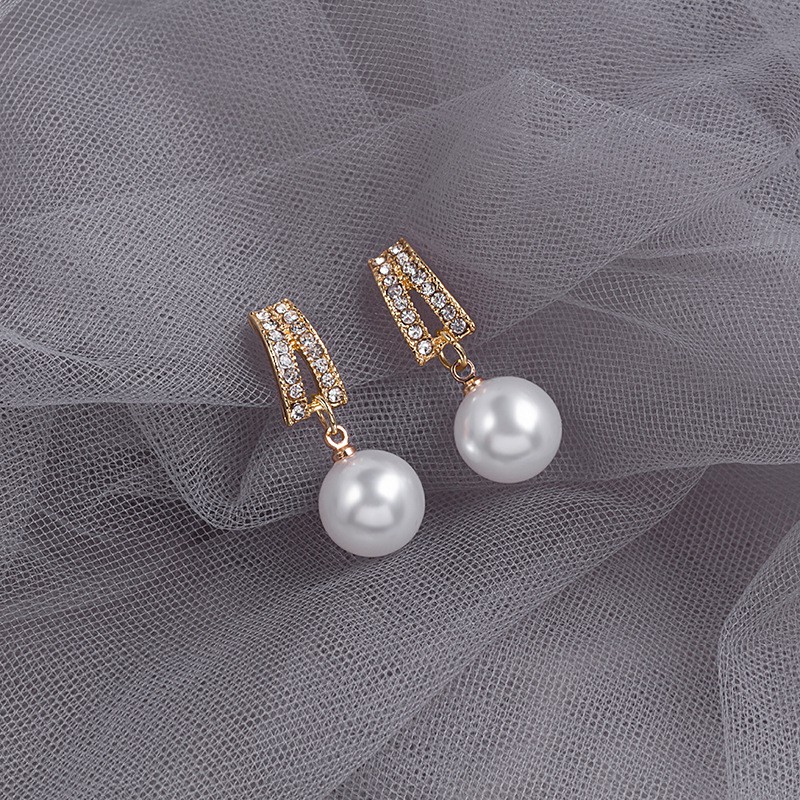 Zing Silver Needle Pearl Temperament Earrings All-match exquisite long pendant earrings Korean earrings