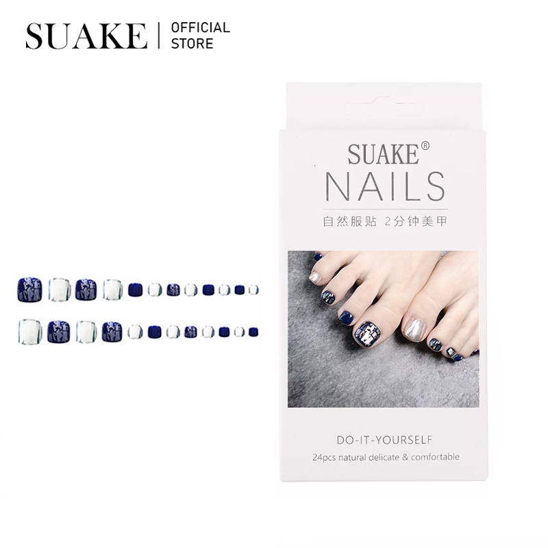 SUAKE Móng chân giả 24 pcs kèm keo che phủ toàn diện