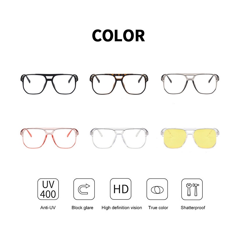 (KIQI-FASHION) COD Kính Chống Ánh Sáng Xanh Hai Chùm Kính Thời Trang Cổ Điển Cho Nam Và Nữ