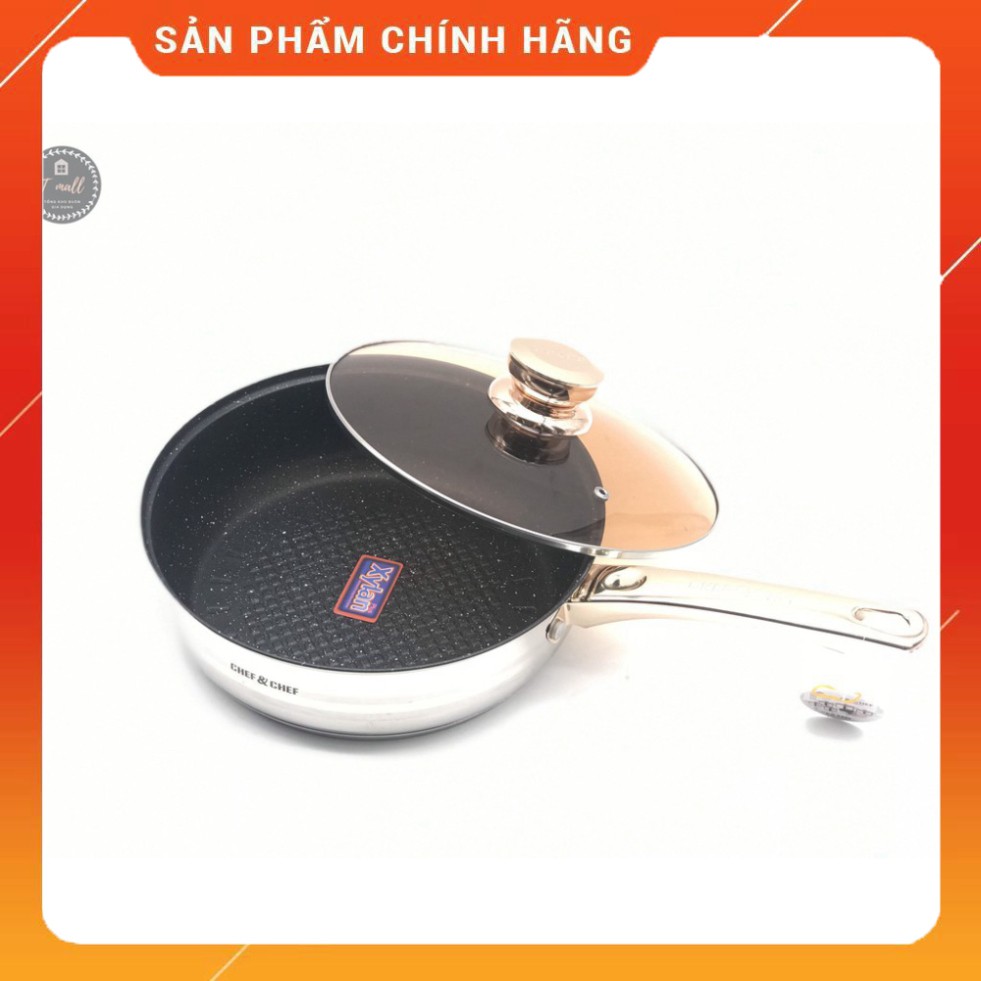 Bộ nồi CHEF&CHEF 6 món 12 chi tiết nắp vung kính, công nghệ Đức, đáy Inox 5 lớp cao cấp, sang trọng- Bảo hành 12 tháng