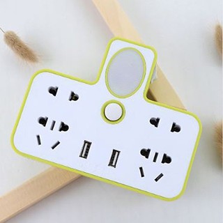 Phích cắm điện đa năng kèm đèn ngủ thông minh tích hợp cổng sạc USB cho gia đình - Ổ cắm 3 chấu
