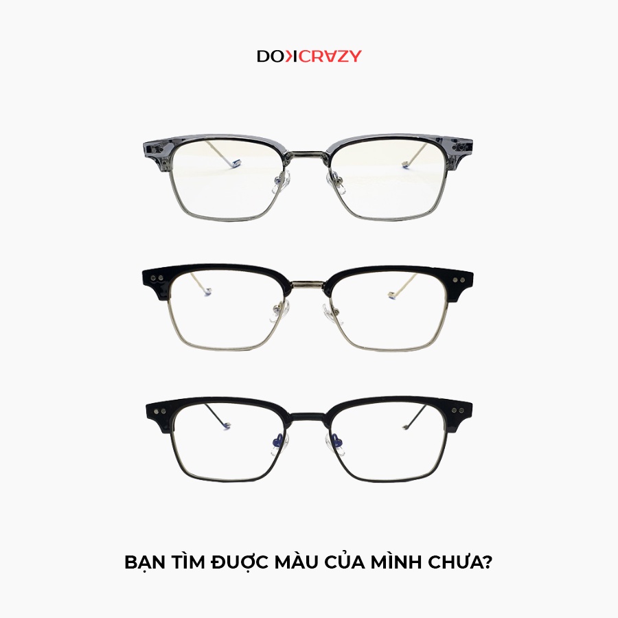 Gọng kính chữ nhật DOKCRAZY BAKAN nam nữ phù hợp nhiều dáng mặt, mắt kính chống ánh sáng xanh,UV400, thay được tròng cận