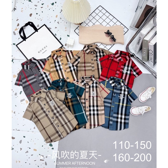 Áo sơ mi kẻ cho các bé trai đi học