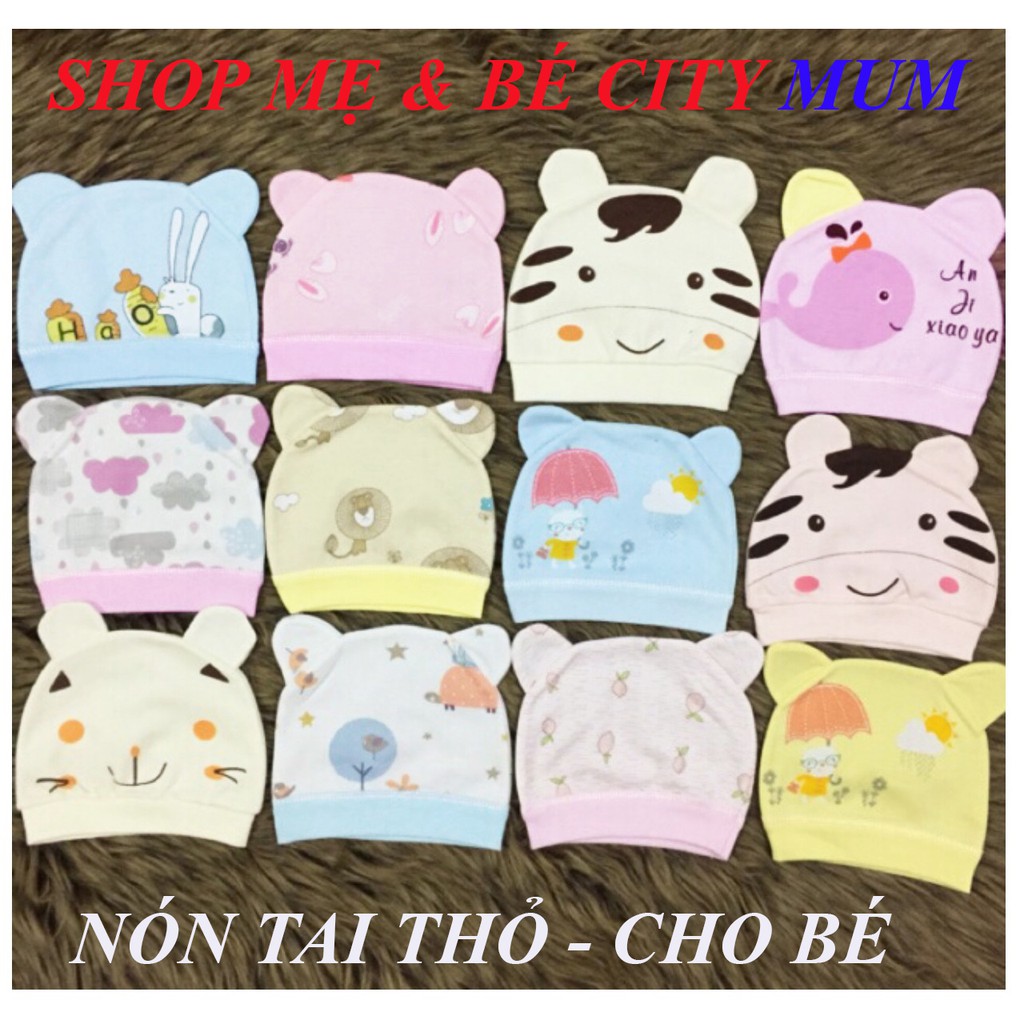 NÓN CHO BÉ SƠ SINH  SIÊU MỀM, ĐẸP, MỊN, NÓN TAI THỎ