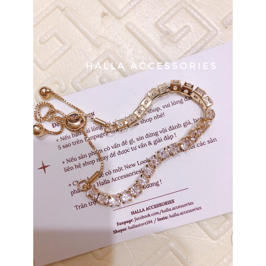Vòng tay Lắc tay TITAN màu GOLD Bracelet đá xếp li lấp lánh  HALLA VT108